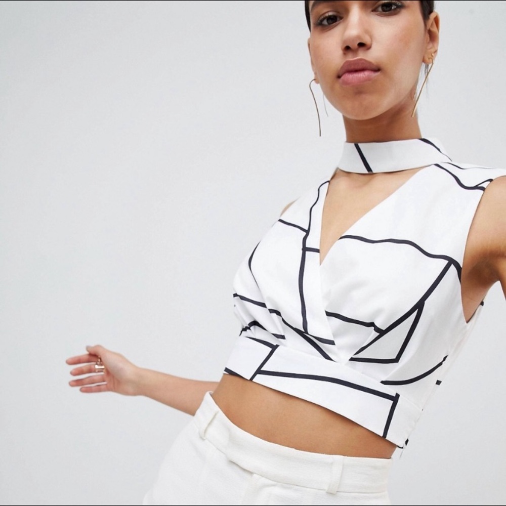ASOS unique Crop Top (Parallel Lines)